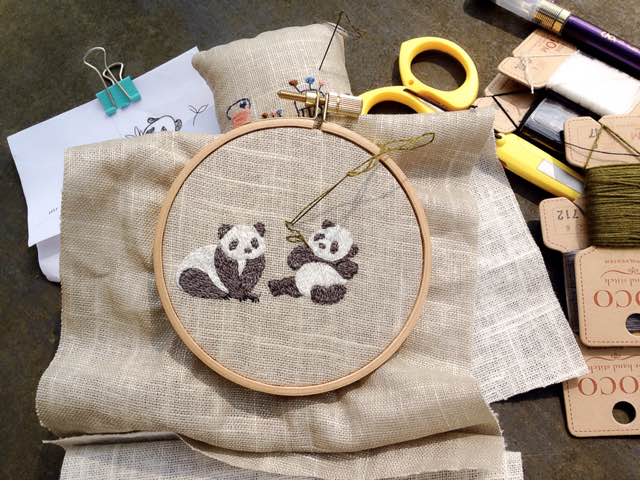 刺繡束口袋「可愛熊貓」制作教程 第7步