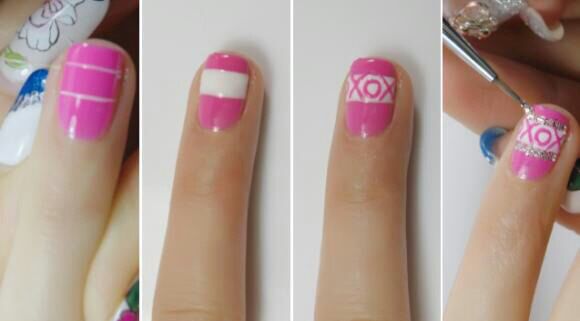 粉粉嫩嫩的爱心 美甲教程 第4步