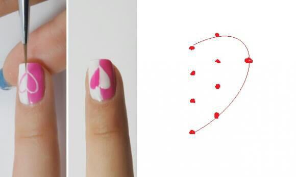粉粉嫩嫩的爱心 美甲教程 第6步