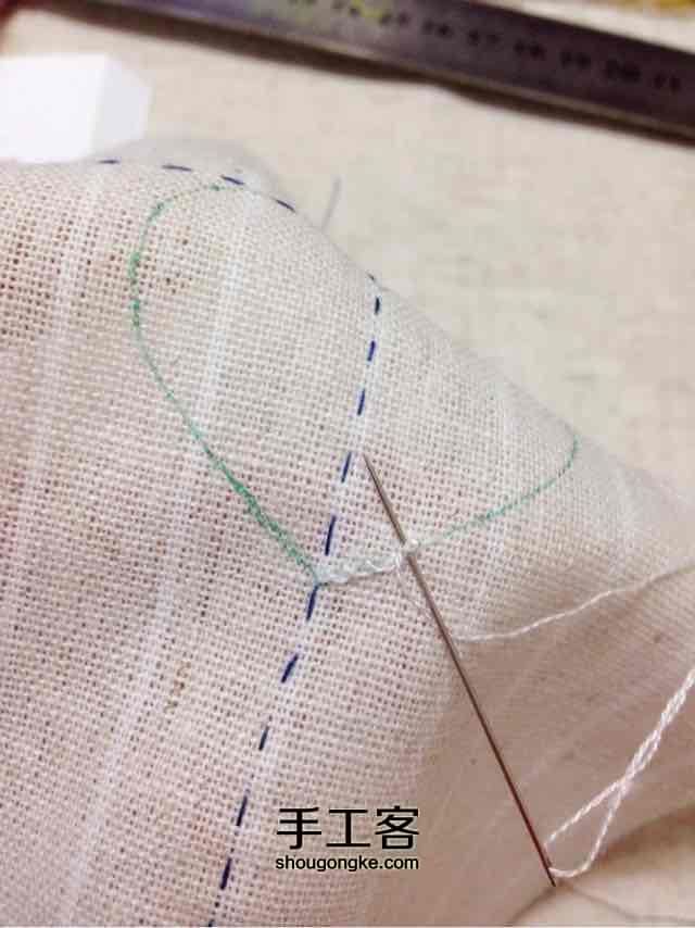 最詳細的抽線刺繡針法教程「針插」 第7步