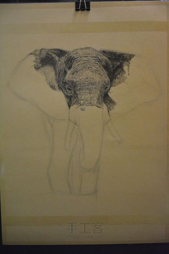 细腻钢笔画教程—大象 第4步