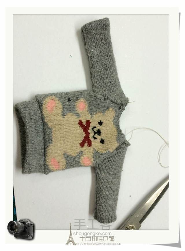 【娃衣教程】十月初教你用袜子给娃娃做一件毛衣 第15步