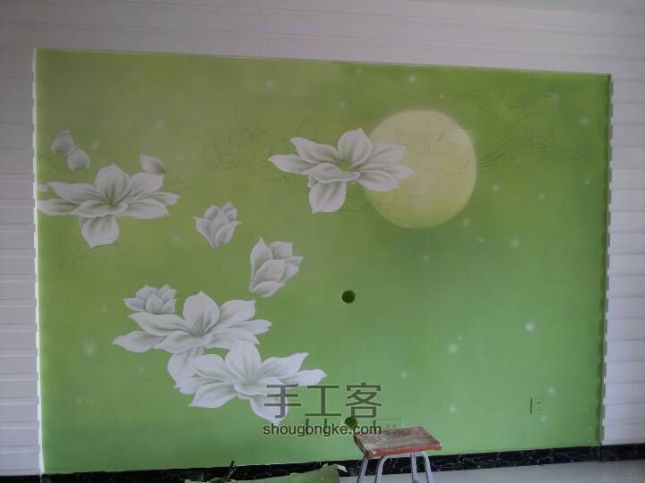 开在墙上的玉兰花 手绘教程 第2步