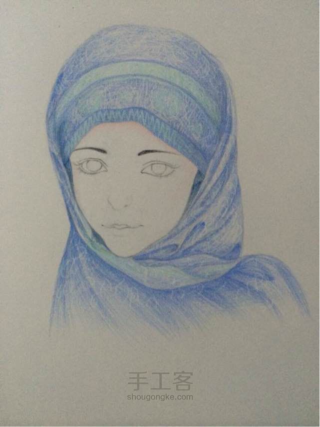 治愈系阿拉伯女孩儿手绘教程 第3步