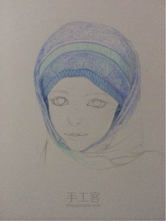 治愈系阿拉伯女孩儿手绘教程 第2步