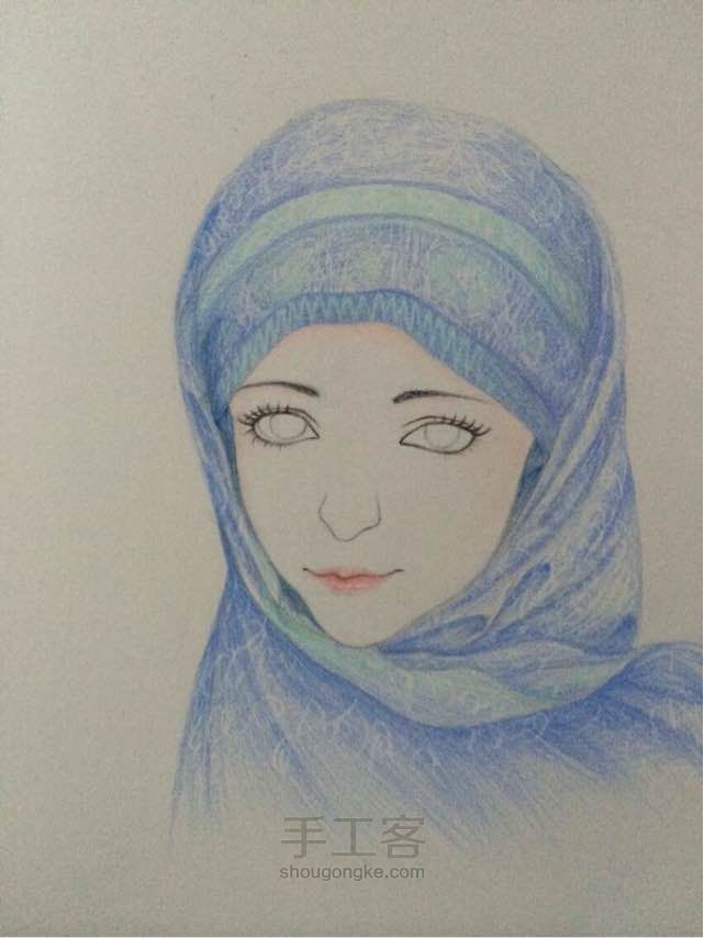 治愈系阿拉伯女孩儿手绘教程 第4步