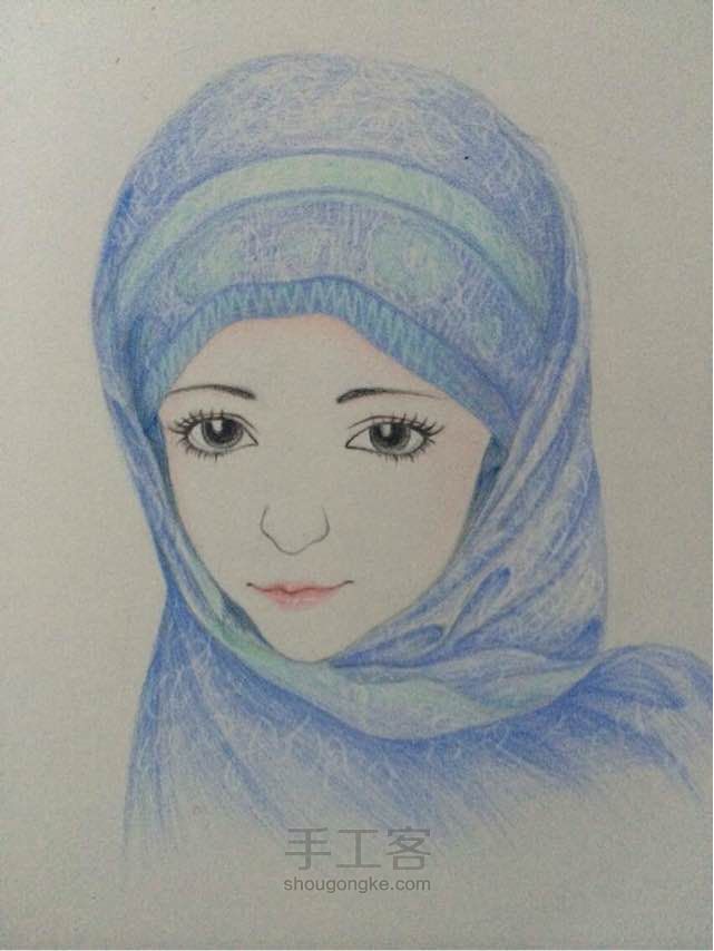 治愈系阿拉伯女孩儿手绘教程 第5步