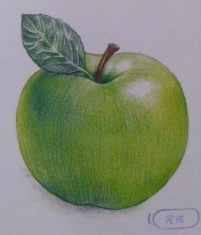 萌之物语.水果系列.教你画可爱绿苹果 第15步