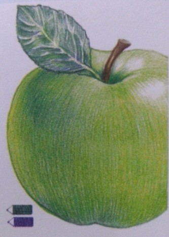 萌之物语.水果系列.教你画可爱绿苹果 第12步