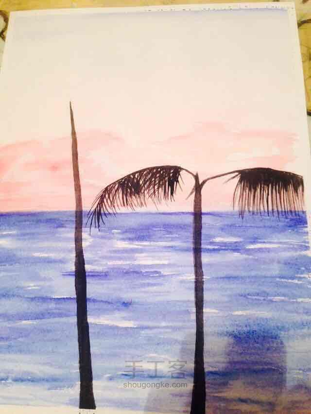 椰子树水彩风景教程 第7步