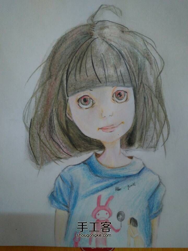 彩铅，少女，半临摹 第10步