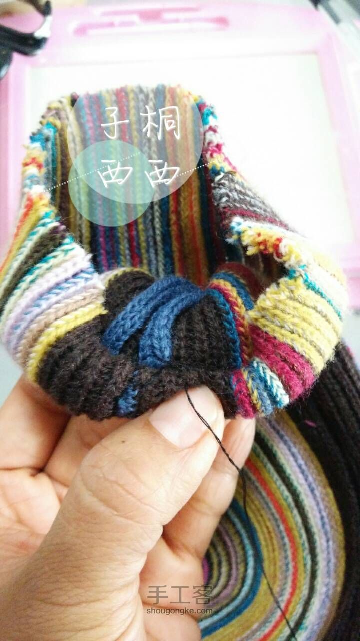 【小囡旧衣改造二】旧围巾+旧裤子=非洲部落风流苏裤裙 第7步