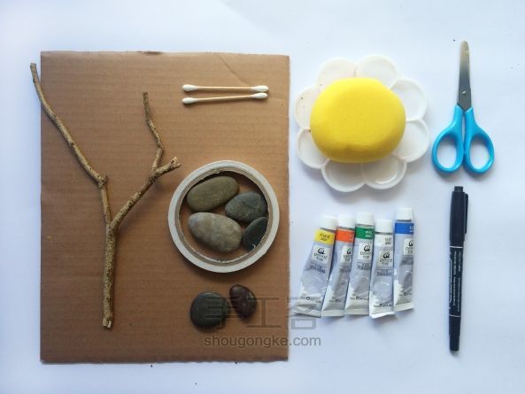 亲子手工-月夜猫头鹰装饰画 第1步