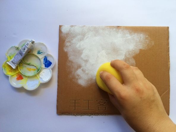 亲子手工-月夜猫头鹰装饰画 第2步