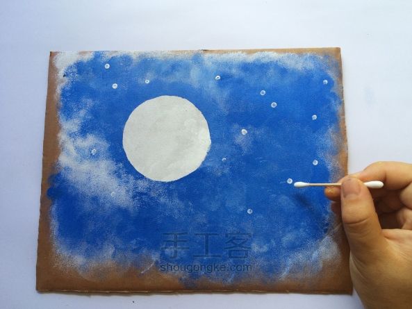 亲子手工-月夜猫头鹰装饰画 第5步