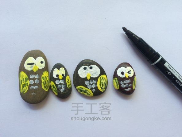 亲子手工-月夜猫头鹰装饰画 第7步