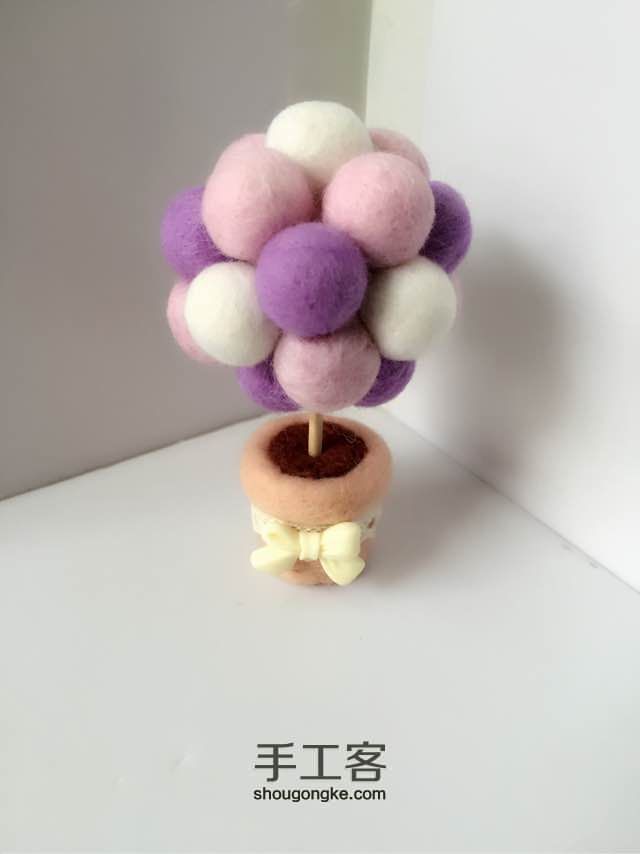 『成品可购』粉紫球球许愿树盆栽小树教程基础教程 第1步