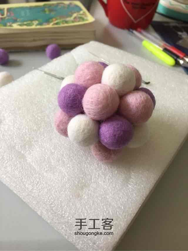 『成品可购』粉紫球球许愿树盆栽小树教程基础教程 第14步