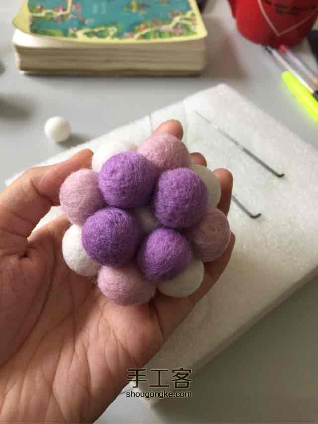 『成品可购』粉紫球球许愿树盆栽小树教程基础教程 第15步