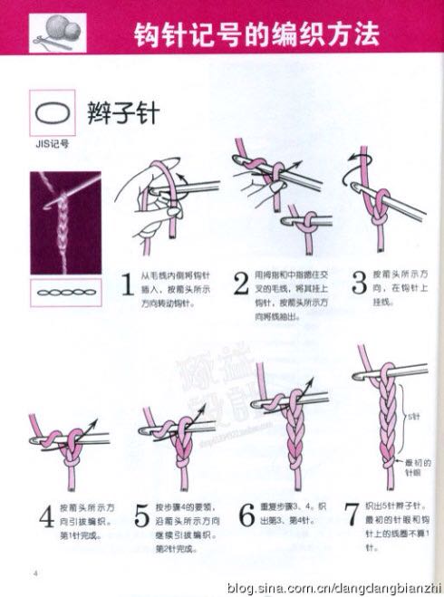 钩针针法大全 第1步