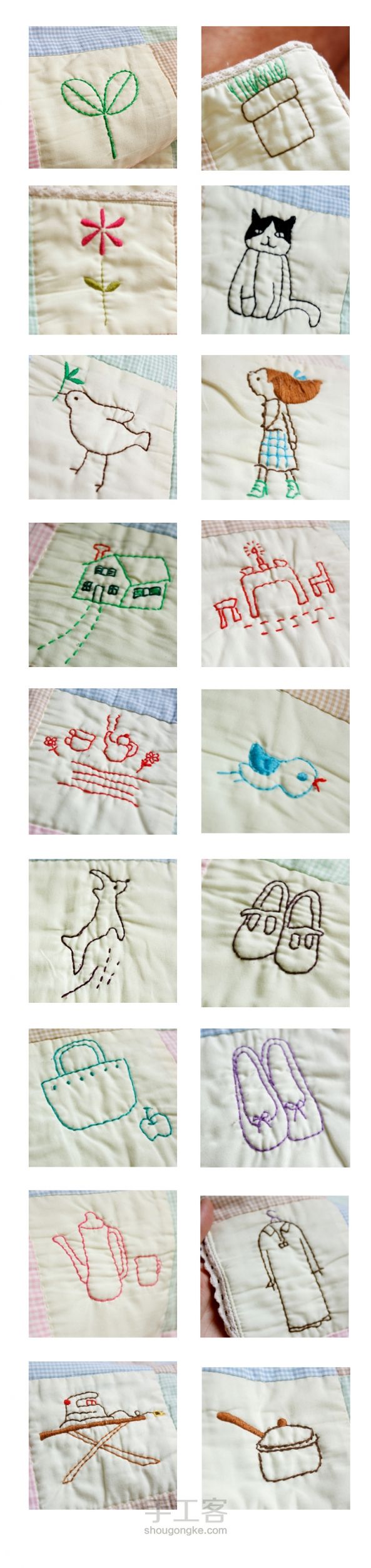 【彭翾臻】手工拼布教程——公主绣花小被子 第14步