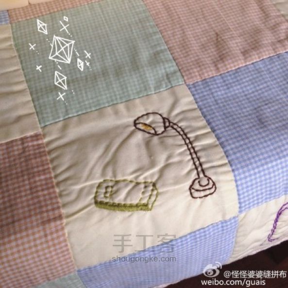 【彭翾臻】手工拼布教程——公主绣花小被子 第7步