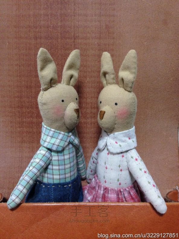 纯手缝布艺装饰玩偶 兔哥兔妹 （完整教程+图纸） 第3步