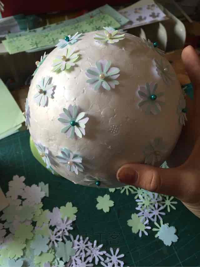 Tiffany blue花球 旧物改造 第5步