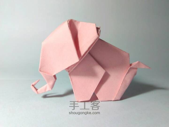 【原创教程】折纸大象，小粉象，萌萌哒！ 第33步