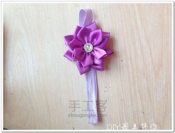 紫色双层花朵发带制作教程 第10步