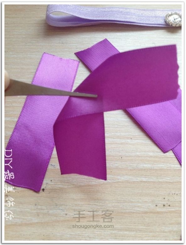 紫色双层花朵发带制作教程 第1步