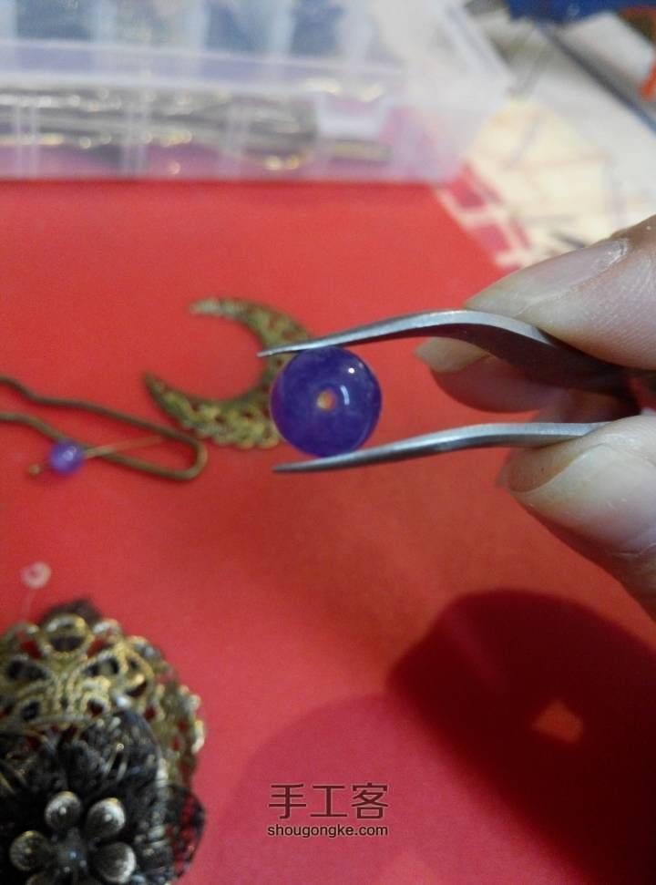 古典风紫罗兰青銅簪梳 日用簡化版 第14步