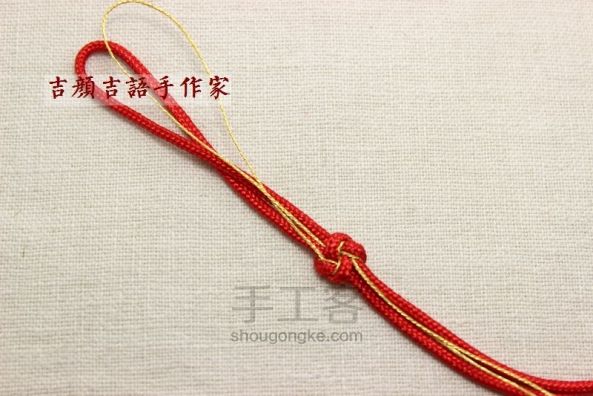 【编绳】亲子红手绳“幸福花开”可穿纯金路路通小吊坠 第1步