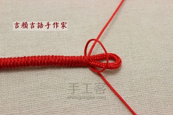 【编绳】亲子红手绳“幸福花开”可穿纯金路路通小吊坠 第8步