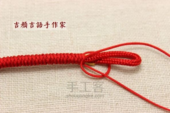 【编绳】亲子红手绳“幸福花开”可穿纯金路路通小吊坠 第7步