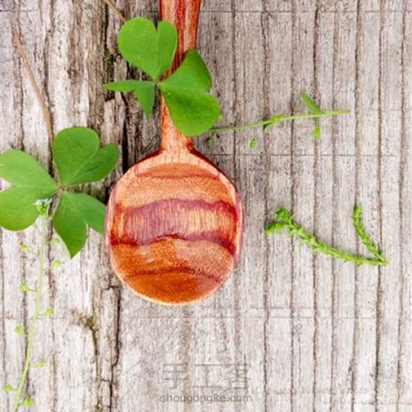 手工小木勺，红椿木花纹美美哒 第1张