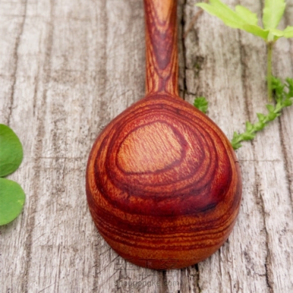 手工小木勺，红椿木花纹美美哒 第3张
