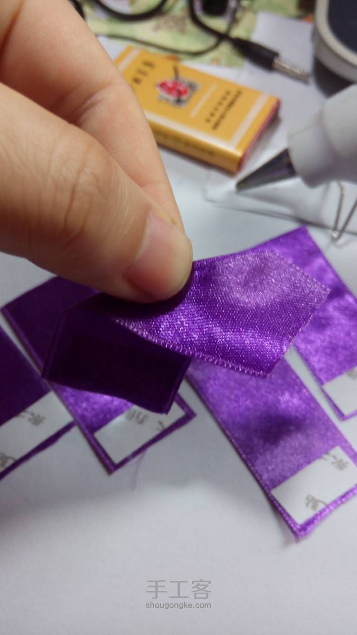 紫色珍珠花瓣发圈～美美哒 第3步
