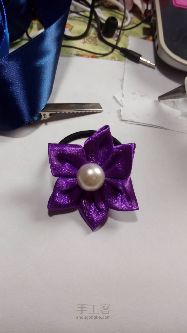 紫色珍珠花瓣发圈～美美哒 第14步