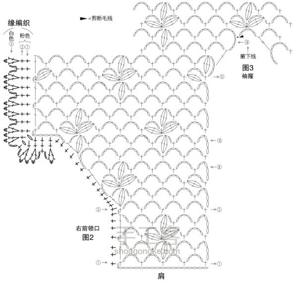 嫩粉色的半袖小开衫 第3步