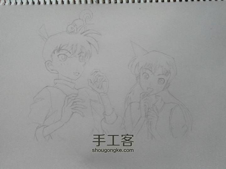 手绘新一和小兰 第1步