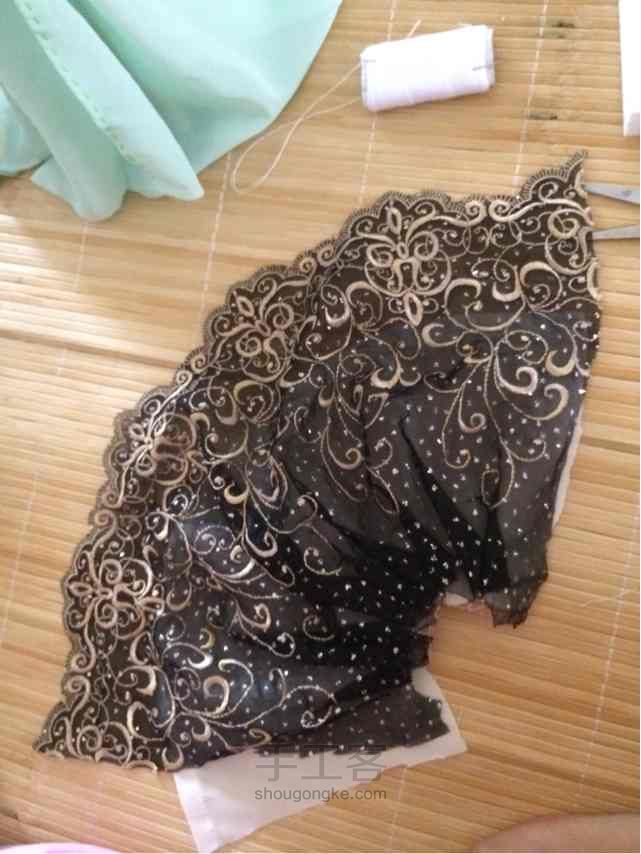 【娃衣】六分娃娃黑色蕾丝抹胸裙 第6步