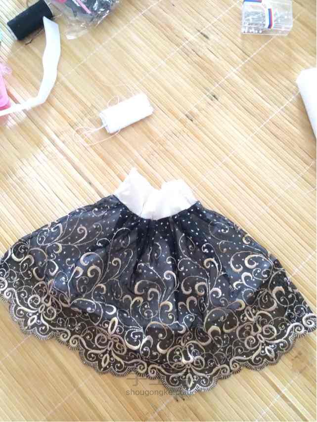 【娃衣】六分娃娃黑色蕾丝抹胸裙 第10步