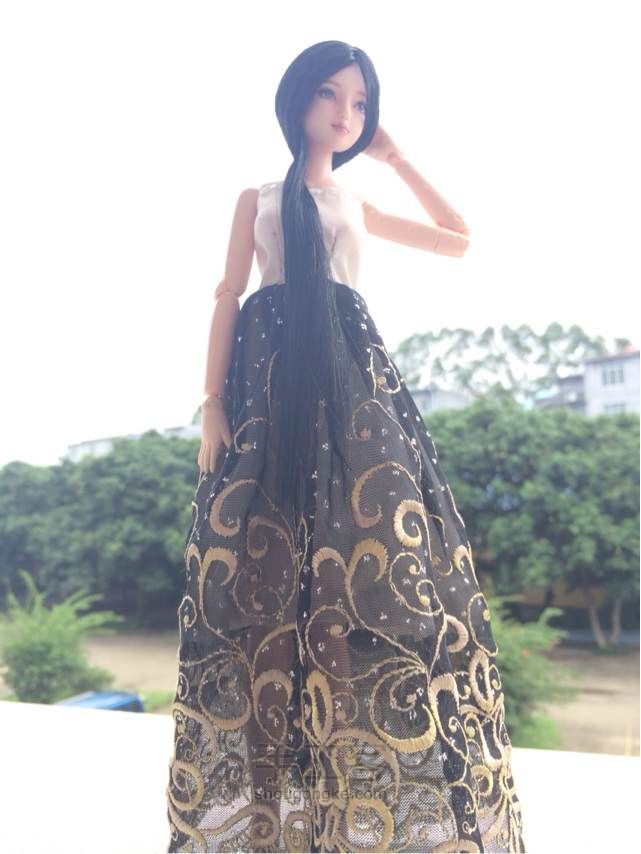 【娃衣】六分娃娃黑色蕾丝抹胸裙 第15步