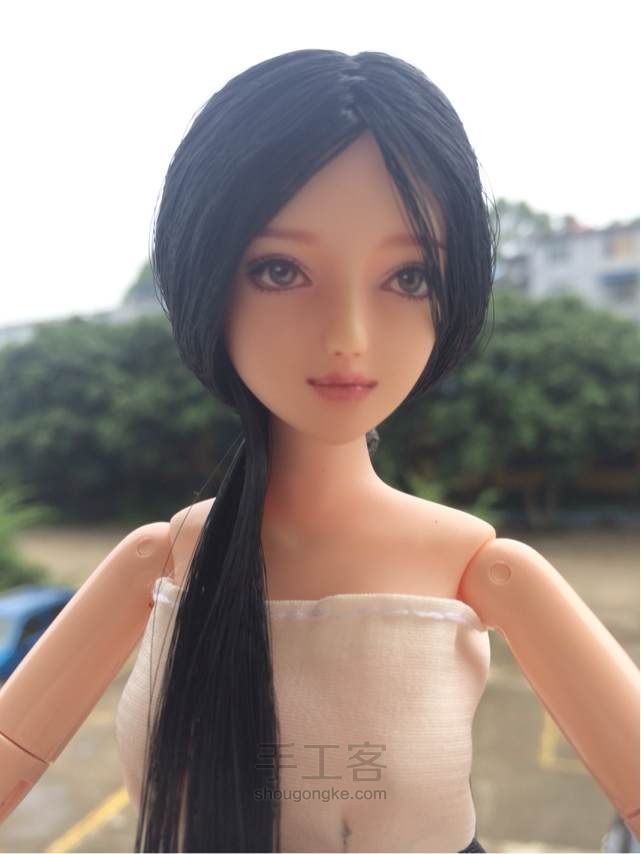 【娃衣】六分娃娃黑色蕾丝抹胸裙 第13步