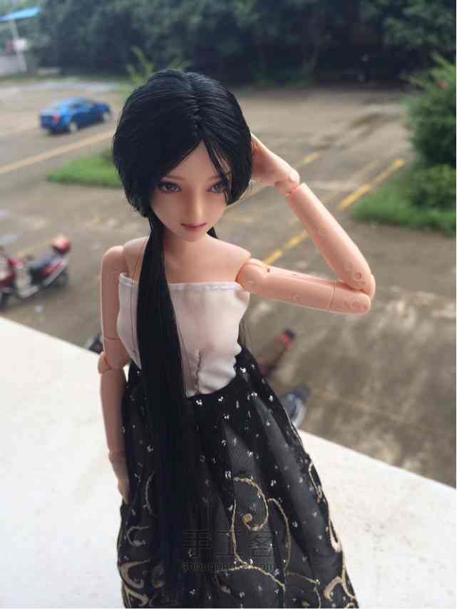 【娃衣】六分娃娃黑色蕾丝抹胸裙 第16步
