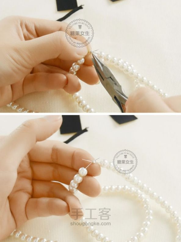 手把手教你自制一条珍珠发带！赫本气质款，比买的服帖一百倍 第6步