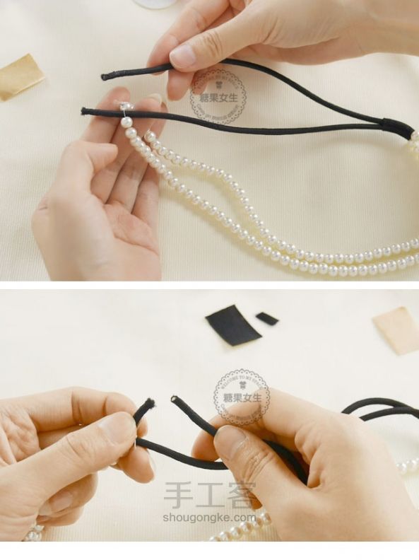 手把手教你自制一条珍珠发带！赫本气质款，比买的服帖一百倍 第12步