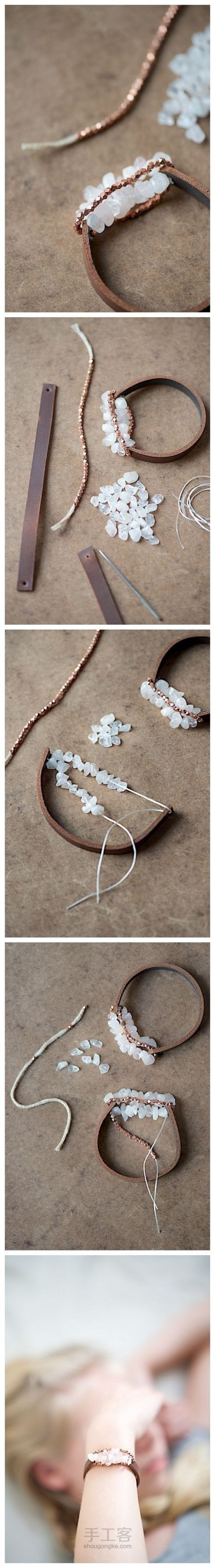 水晶小皮绳儿手链（转载） 第1步