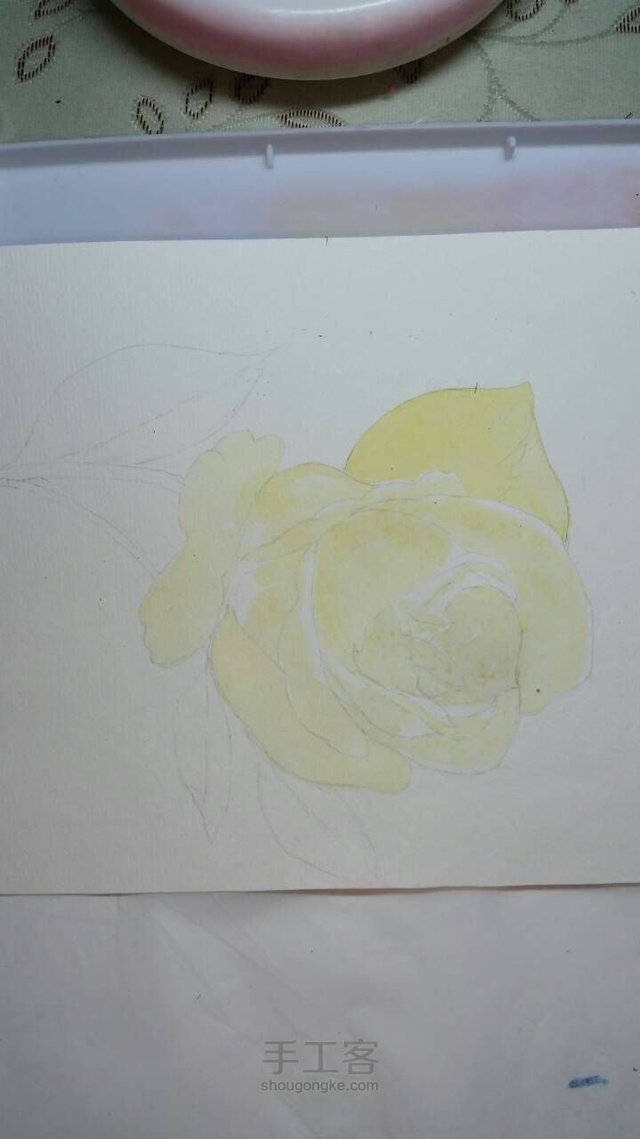 水彩手绘黄玫瑰 第3步